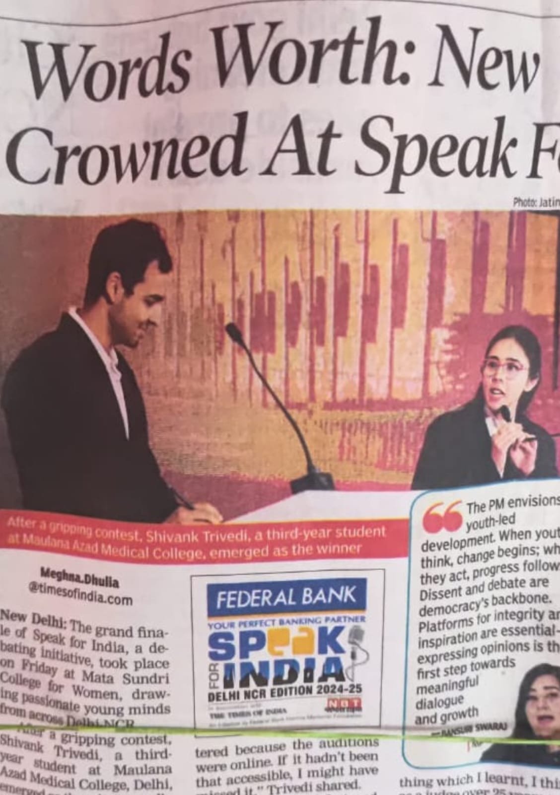 Featured in Times of India newspaper